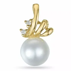 Parel diamanten hanger in 9 caraat goud 0,02 ct