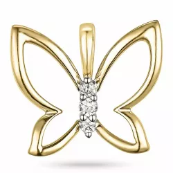 Vlinder diamant hanger in 9 caraat goud 0,04 ct