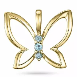 Vlinder topaas hanger in 9 caraat goud 0,05 ct