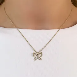 Vlinder topaas hanger in 9 caraat goud 0,05 ct