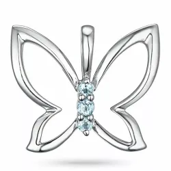 Vlinder topaas hanger in 9 caraat witgoud 0,05 ct