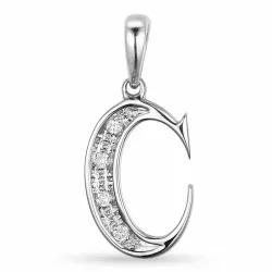 Letter c diamant hanger in 9 caraat witgoud 0,02 ct