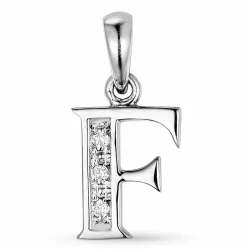 Letter f diamanten hanger in 9 caraat witgoud 0,02 ct