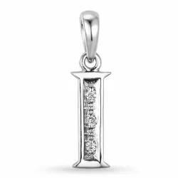 Letter i diamant hanger in 9 caraat witgoud 0,02 ct