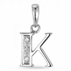Letter k diamant hanger in 9 caraat witgoud 0,02 ct