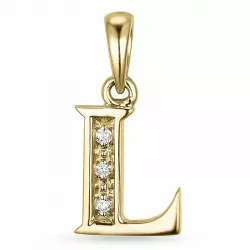Letter l diamant hanger in 9 caraat goud 0,02 ct