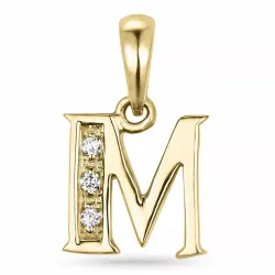 Letter m diamanten hanger in 9 caraat goud 0,02 ct