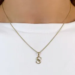 Letter s diamanten hanger in 9 caraat goud 0,02 ct