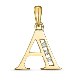 letter a diamant hanger in 9 caraat goud 0,03 ct