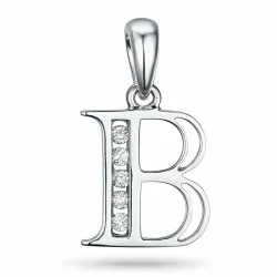 letter b diamant hanger in 9 caraat witgoud 0,05 ct