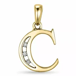 letter c diamant hanger in 9 caraat goud 0,03 ct