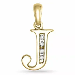 letter j diamant hanger in 9 caraat goud 0,04 ct