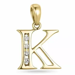 letter k hanger in 9 caraat goud 0,04 ct
