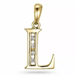 letter l diamant hanger in 9 caraat goud 0,04 ct