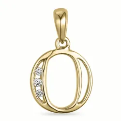 letter o diamant hanger in 9 caraat goud 0,03 ct