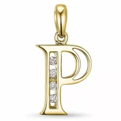 letter p diamant hanger in 9 caraat goud 0,04 ct