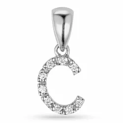 Letter c diamant hanger in 9 caraat witgoud 0,05 ct