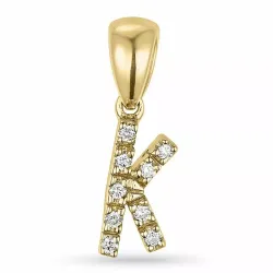 Letter k diamant hanger in 9 caraat goud 0,06 ct