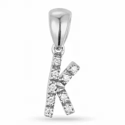 Letter k diamant hanger in 9 caraat witgoud 0,06 ct