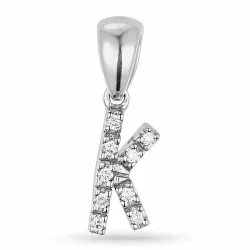 Letter k diamant hanger in 9 caraat witgoud 0,06 ct