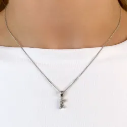 Letter k diamant hanger in 9 caraat witgoud 0,06 ct