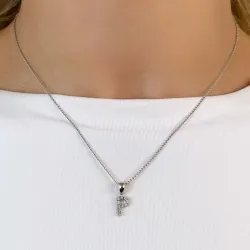 Letter p diamant hanger in 9 caraat witgoud 0,06 ct