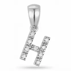 Letter h diamant hanger in 9 caraat witgoud 0,05 ct