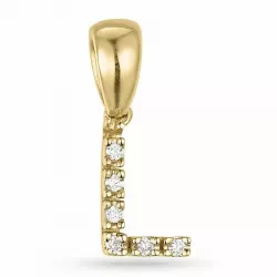 Letter l diamant hanger in 9 caraat goud 0,03 ct