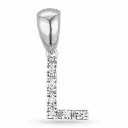 Letter l diamant hanger in 9 caraat witgoud 0,03 ct