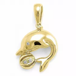 Dolfijn diamanten hanger in 9 caraat goud 0,01 ct