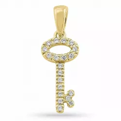 Sleutel diamant hanger in 9 caraat goud 0,10 ct