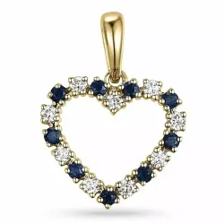 hart saffier diamanten hanger in 9 caraat goud 0,20 ct 0,29 ct