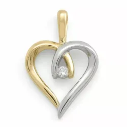 Hart hanger in 9 caraat goud-en witgoud 0,02 ct ct