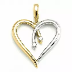 Hart diamant hanger in 9 caraat goud-en witgoud 0,03 ct ct