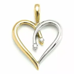 Hart diamant hanger in 9 caraat goud-en witgoud 0,03 ct ct