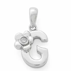 Letter g diamanten hanger in 9 caraat witgoud 0,01 ct