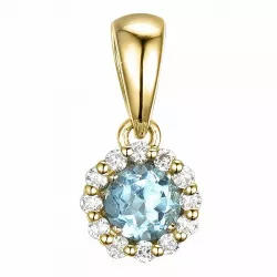 Elegant rond topaas diamanten hanger in 9 caraat goud 0,07 ct 0,30 ct