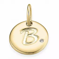 Letter b diamanten hanger in 9 caraat goud 0,01 ct
