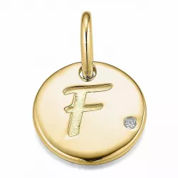 Letter f diamant hanger in 9 caraat goud 0,01 ct