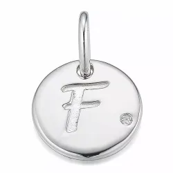 Letter f diamanten hanger in 9 caraat witgoud 0,01 ct