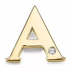 letter a diamant hanger in 9 caraat goud 0,01 ct