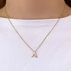 letter a diamant hanger in 9 caraat goud 0,01 ct