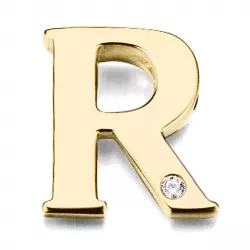 letter r hanger in 9 caraat goud 0,01 ct
