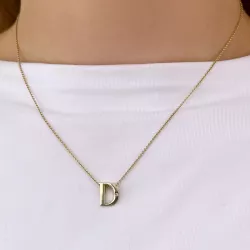 Letter d diamant hanger in 9 caraat goud 0,01 ct