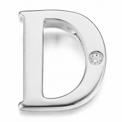 Letter d diamant hanger in 9 caraat witgoud 0,01 ct