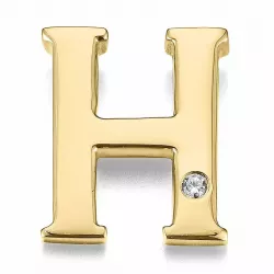Letter h diamant hanger in 9 caraat goud 0,01 ct
