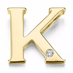 Letter k diamant hanger in 9 caraat goud 0,01 ct