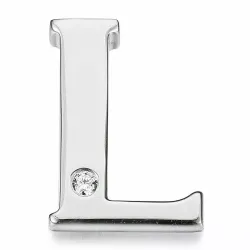 Letter l diamant hanger in 9 caraat witgoud 0,01 ct