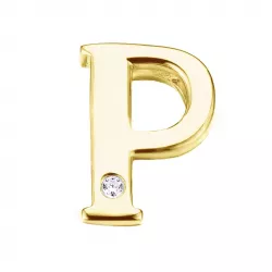 letter p hanger in 9 caraat goud 0,01 ct