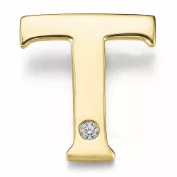 Letter t diamant hanger in 9 caraat goud 0,01 ct
